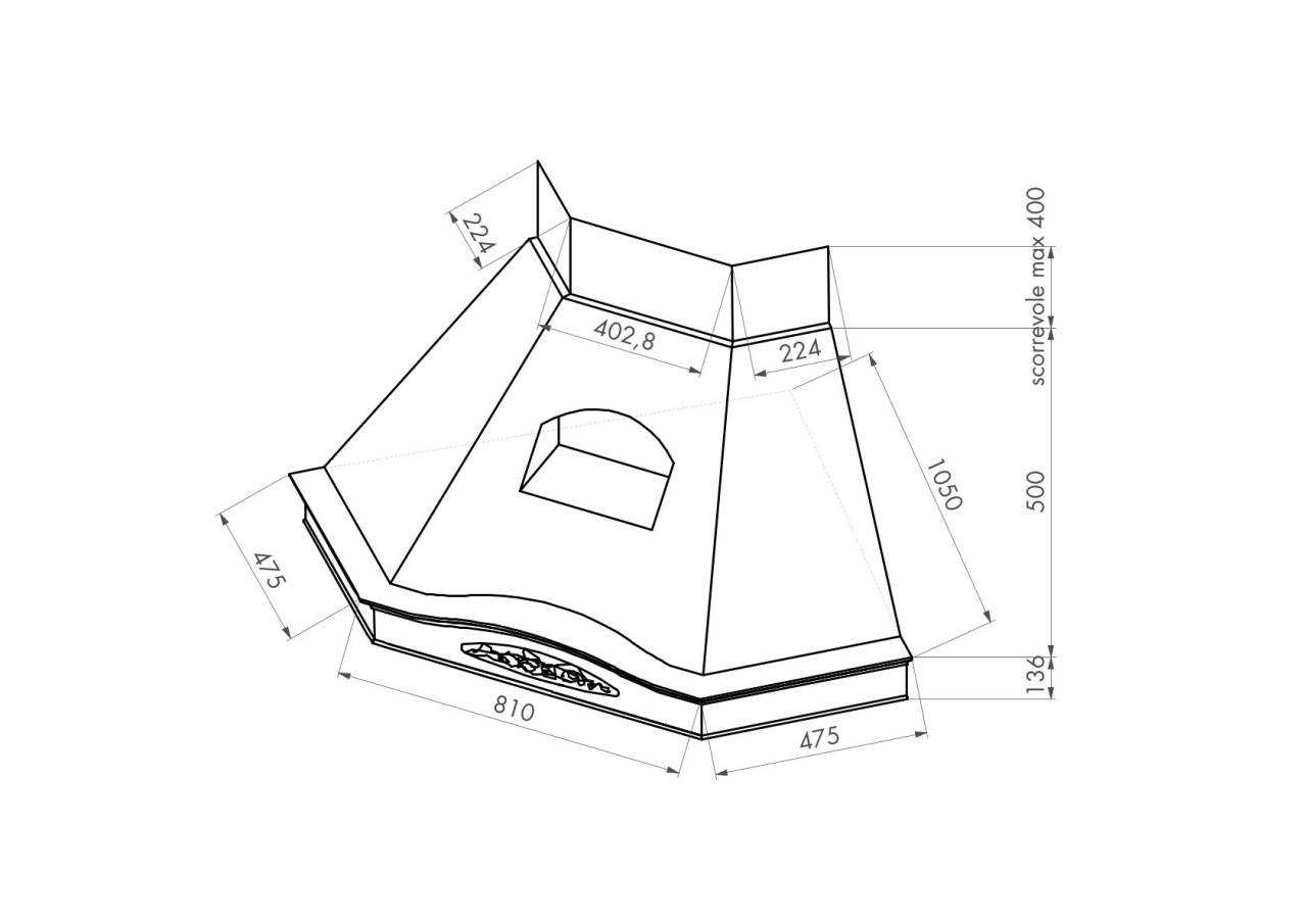 kdesign glenda sarok t500 fehér elszívó méretrajz  26923