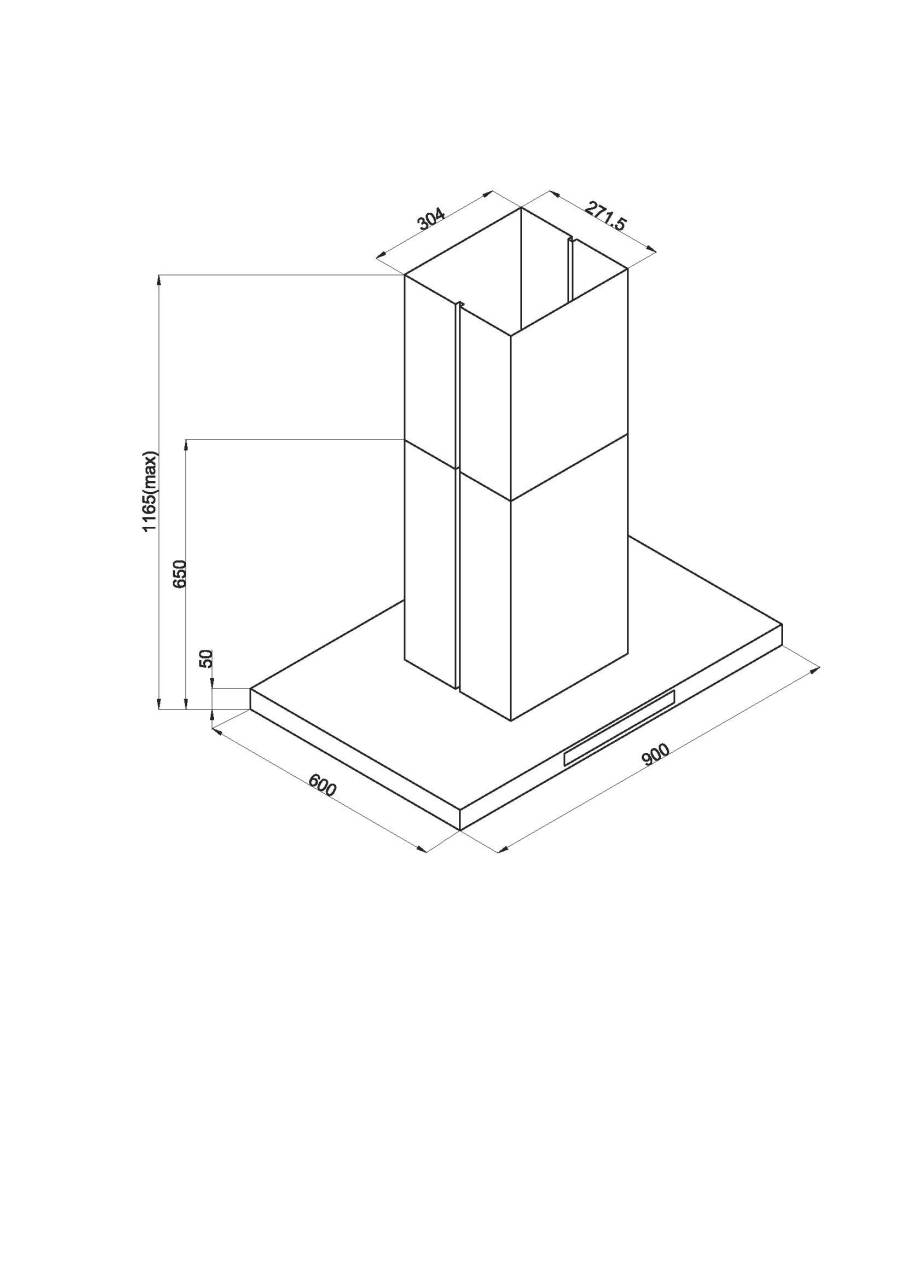 davoline isla square inox sziget elszívó 27448