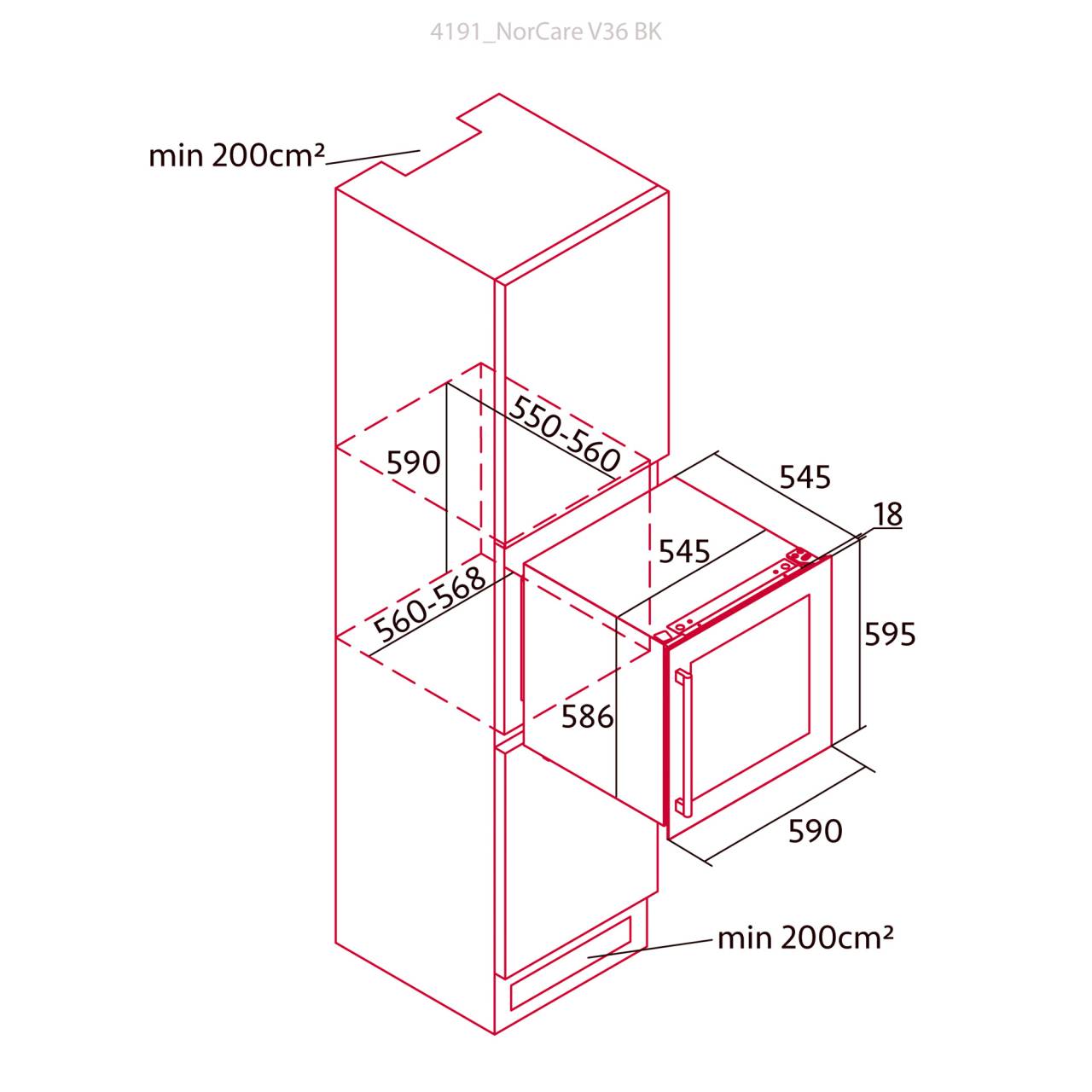 nodor norcare v-36 bk fekete beépíthető borhűtő 26555