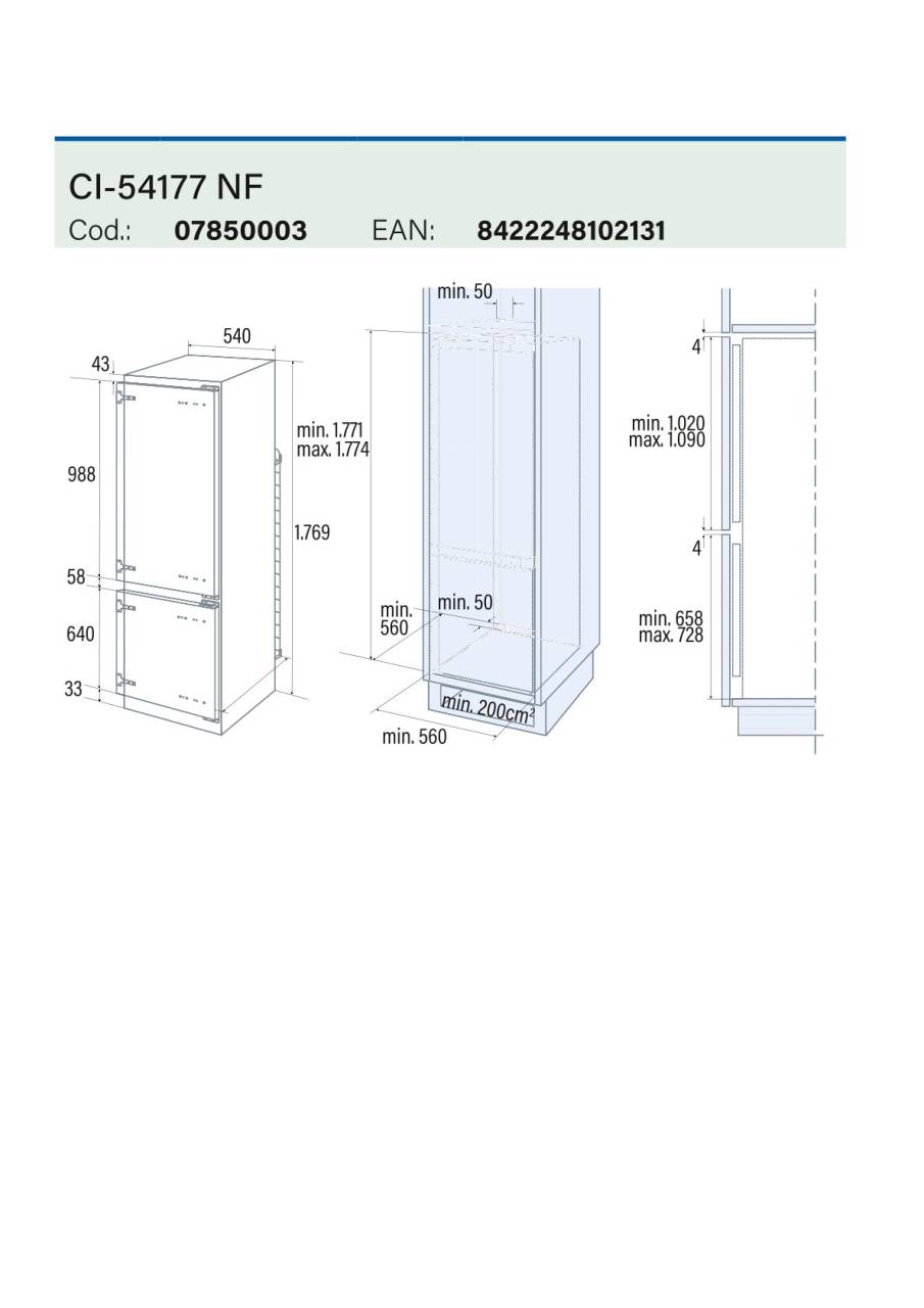 cata CI-54177 NF/B beépíthető hűtőszekrény 25343