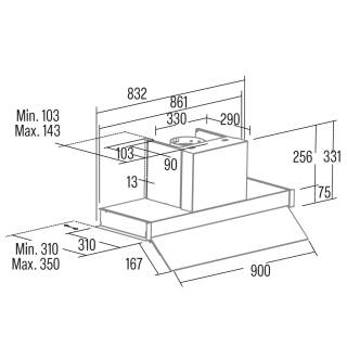 Cata - Páraelszívó TENTA 900 XGWH Hob to Hood