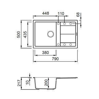 Elleci OUTLET - Mosogatótálca Unico 300 - G48 cemento - Szépséghibás termék!