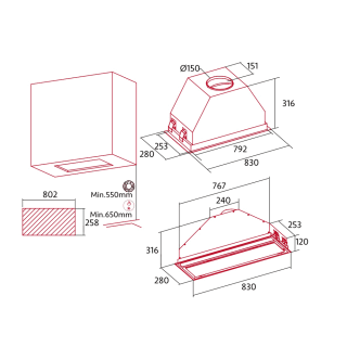 Nodor OUTLET - Páraelszívó NorBreeze ECLIPSE 90 BK hob to hood