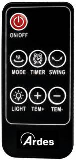 ARDES 4BL1 Lapát nélküli kerámiabetétes hősugárzó 4 színű LED világítással 