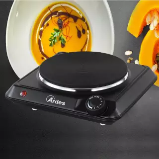 Ardes FOEL04 hordozható elektromos főzőlap 18 cm-es öntöttvas lappal.