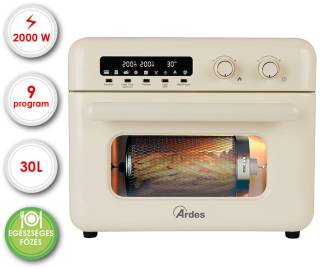 ARDES ARFRYA02W 30 literes Air Fryer forrólevegős sütő, olajsütő - forgókosárral ajándék ARDES 1T20 kenyérpirítóval