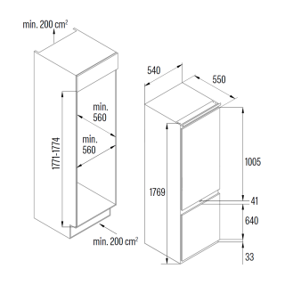 CATA - Beépíthető hűtőszekrény CI-54177 NF/D No Frost + Ajándék hűtőtáska