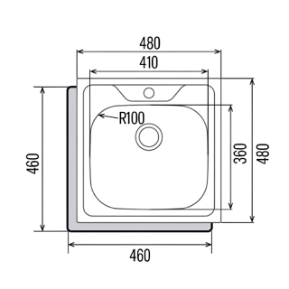 CATA - Mosogatótálca egymedencés CS-1/A