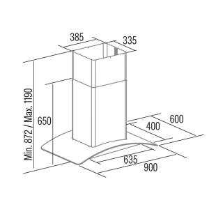 CATA - Páraelszívó Isla gamma 900 X/D inox-üveg LED + CATA PROFESSIONAL edényszett 