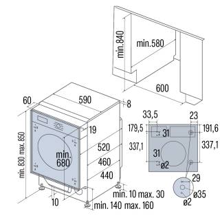 CATA beépíthető mosógép LI08015