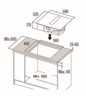 CATA - IAS-6024 FLOW-IN indukciós főzőlap beépített elszívóval + Ajándék edényszett