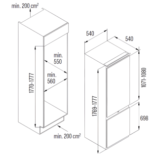 CATA - Beépíthető hűtőszekrény CI-54177 ST/D + Ajándék hűtőtáska