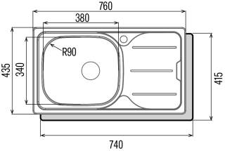 CATA - Mosogatótálca egymedence+csepptálca CDS-1 ED/A