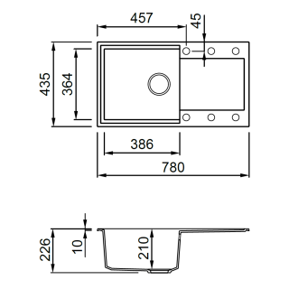 ELLECI - Mosogatótálca Easy 290 78x43.5 Granitek egymedence + csepptálca G39 Bianco soft