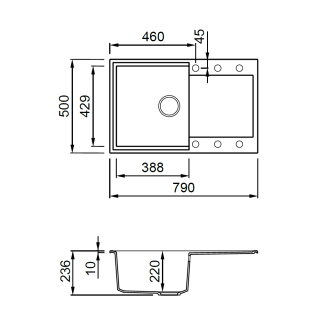 ELLECI OUTLET - Mosogatótálca Easy 300 79x50 Granitek 1 m. +cseppt. M79 Aluminium - Szépséghibás termék!