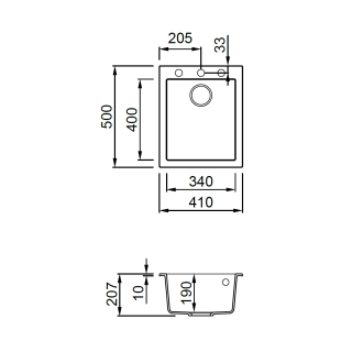 ELLECI OUTLET - Mosogatótálca Quadra 110 61x50 Keratek 1 m. K95 Champagne - Szépséghibás termék!