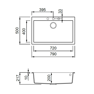 Elleci - Mosogatótálca- Mosogatótálca Quadra 130 79x50 Keratek 1 m. K73 Fumo