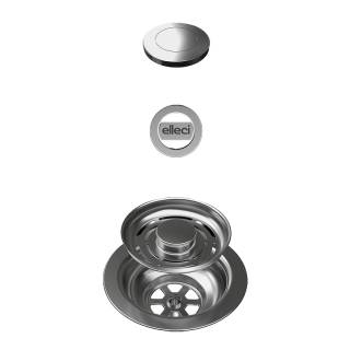 ELLECI - GHOST FLOW TWIST (tekerős) automata dugókiemelő egymedencés mosogatókhoz inox színben 