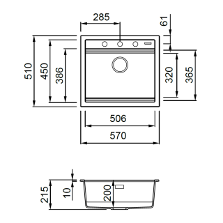 ELLECI OUTLET - Mosogatótálca Best 105 Workstation 57x51 Keratek K86 Black - Szépséghibás termék!