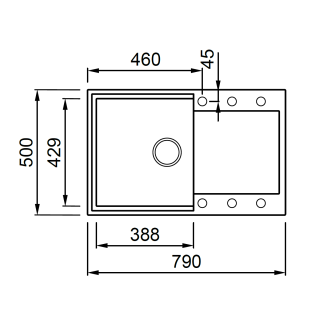 ELLECI OUTLET - Mosogatótálca Easy 300 79x50 Granitek 1 m. +cseppt. M73 Titanium