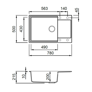 ELLECI OUTLET - Mosogatótálca Easy 310 78x50 Granitek 1 m. +cseppt. M73 Titanium