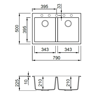 ELLECI OUTLET - Mosogatótálca Quadra 350 M79 Aluminium