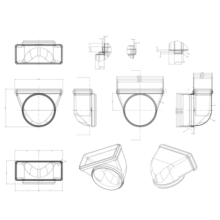 Elica - Cső-lapos csatorna átalakító 90° 220x90 mm