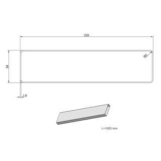 lica - Lapos csatorna 218X55 mm, hossz: 1000 mm
