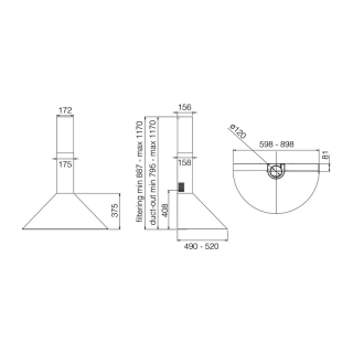 Elica páraelszívó TONDA IX F/90