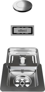 ELLECI - SQUARE (PUSH-CONTROL OPEN UP) automata dugókiemelő egymedencés mosogatókhoz - inox