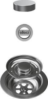 ELLECI - FLOW OPEN TWIST (tekerős) automata dugókiemelő egymedencés mosogatókhoz - inox