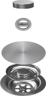 ELLECI - GHOST OPEN TWIST (tekerős) automata dugókiemelő egymedencés mosogatókhoz - inox