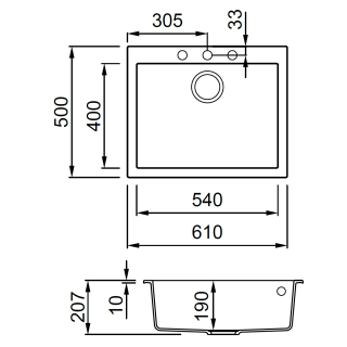 Elleci OUTLET - Mosogatótálca Quadra 110 K73 Fumo