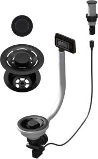 ELLECI - FLOW-PRO OPEN UP (nyomógombos) automata dugókiemelő egymedencés mosogatókhoz - fekete