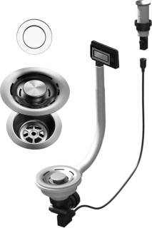 ELLECI - FLOW PRO (PUSH-CONTROL OPEN UP) automata dugókiemelő egymedencés mosogatókhoz - inox