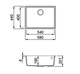 elleci quadra 110 g62 munkalap alá szerelhető mosogatótálca