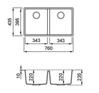 elleci quadra 350 g62 munkalap alá szerelhető mosogatótálca