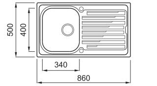 elleci sky 400 sx inox medence bal oldalt mosogatótálca 