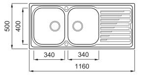 elleci sky 500 sx inox medence bal oldalt mosogatótálca 