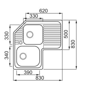 elleci sky corner dx inox medence jobb oldalt inox mosogatótálca
