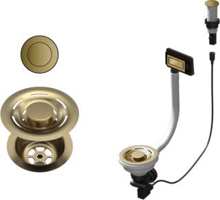 ELLECI - FLOW-PRO OPEN UP (nyomógombos) automata dugókiemelő egymedencés mosogatókhoz - arany