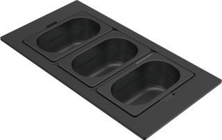 ELLECI - Tároló edény háromrészes gourmet 410 fekete HPL kerettel