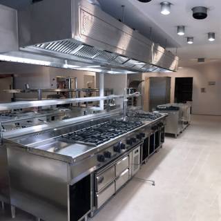 Gastro MK sziget elszívó ernyő, labirint szűrőkkel, 2400x1400x450 mm, olajleeresztővel