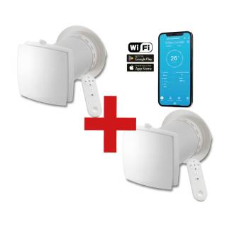 HOLTOP/AIRWOODS AV-TTW6-W egyhelyiséges hővisszanyerős szellőztető (2 db) automata zsaluval, WiFi csatlakozással
