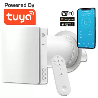 HOLTOP/AIRWOODS AV-TTW5-W egyhelyiséges hővisszanyerős szellőztető automata zsaluval, WiFi csatlakozással, páraérzékelő szenzorral, pollenszűrővel