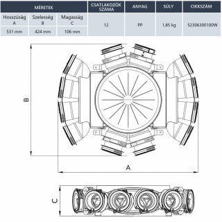 HEATPEX - Osztóelem DN63 mm (12x63mm) ARIA CONNECT
