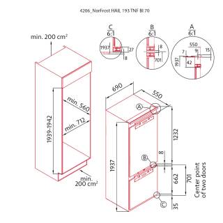 Nodor Norfrost Hail-193 TNF BI 70 beépíthető hűtőszekrény - Ajándék hűtőtáska