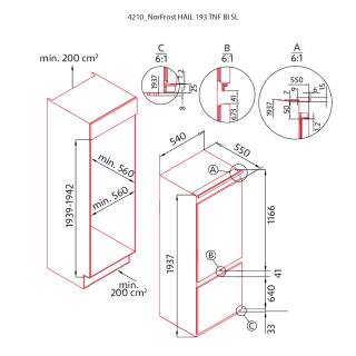 nodor norfrost hail-193 tnf bi sl beépíthető hűtőszekrény - Ajándék hűtőtáska