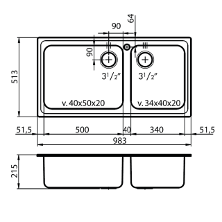Foster OUTLET - Mosogatótálca S3000 100 kétmedencés - Kiállított bemutató termék!