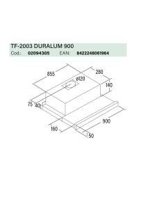 cata tf-2003/90 90cm led duralum inox elszívó